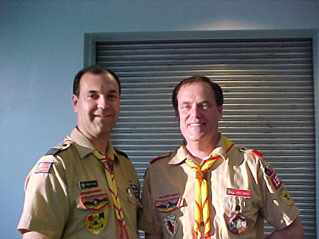 Steve Leslie (left) was Scoutmaster Charlie Thompson's first Senior Patrol Leader in 1974.
