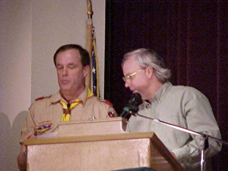 Bill Ballou, Troop Committee Member, assisted Charlie Thompson in presenting a number of historical awards.
