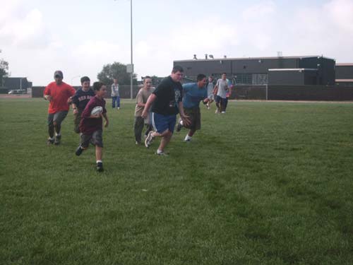 Since we could not hang out at the snow shlter, some of us went out and played a game of football.