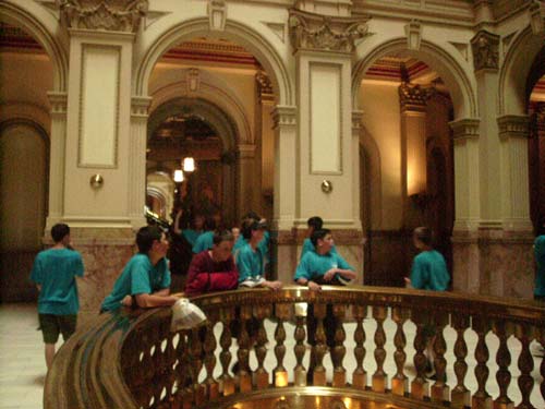 Scouts trying to enjoy the beauty of the interior of the State House.