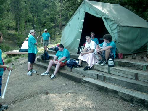 Eventually we made it to camp and unpacked.  Afterwards, some of us just hanged out and waited for instructions.