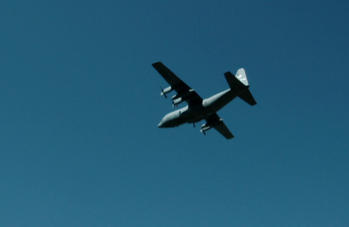 During the day, there was a surprise flyby, by the transport planes from Peterson Airforce Base, over the camp.