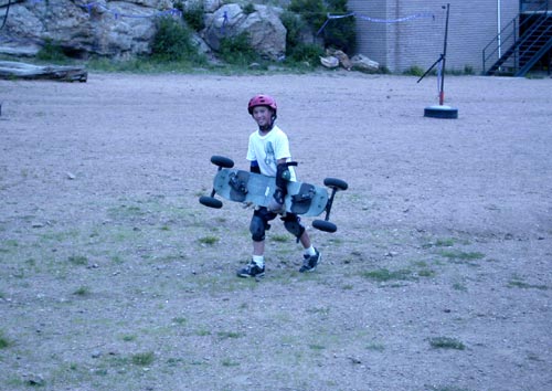 Kevin having fun doing mountain boarding.