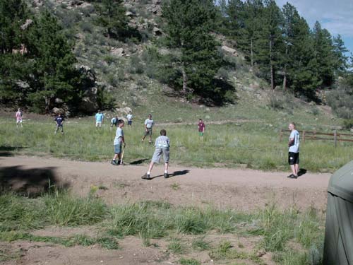 Afterwards some scouts played stick ball until it was time for dinner.