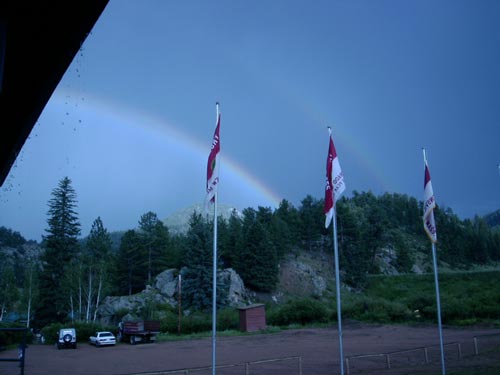 During dinner it rained, and we saw a double rainbow.  Look closely.