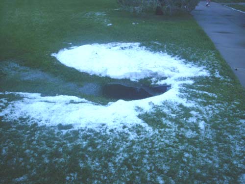 Our last stop was at the Perterson Airforce Base where we would stay for a few nights.  To our surpise, we had found small hail balls on the ground.