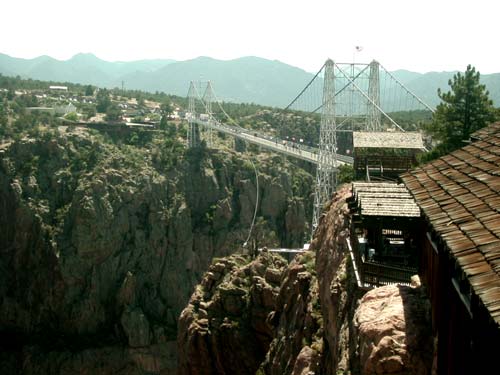 A view of the highest suspension bridge in the world.