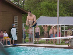 Randy shows good form off the diving board.