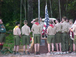 Troop 155, raising the colors for the camp.