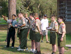 Our boys preparing for the flag ceremony with a scout from Sri Lanka.