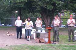 Flowers are given to Nick and Josh's mothers.